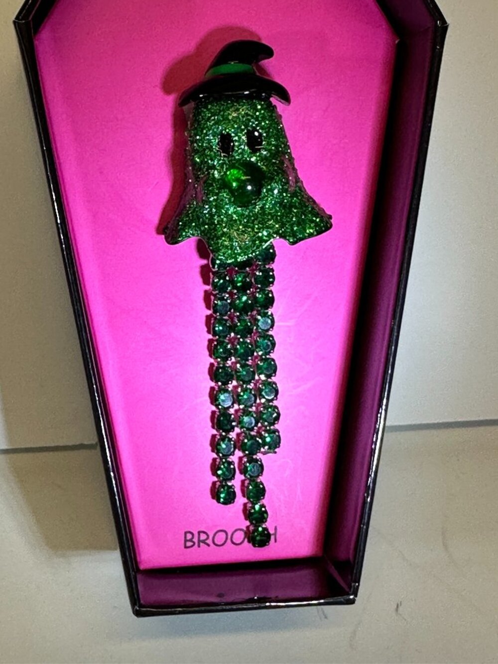 Betsey Johnson Green Ghost Brooch for Halloween